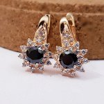 Серьги коллекция &quot;Xuping ML&quot; покрытие позолота, чёрный камень, 0014, арт.647.529