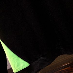 Свитшот женский, с карманом на груди и цветными вставками, цвет черный/ярко-зеленый