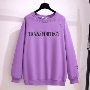 Женский свитшот,  надпись "Трансформация", цвет фиолетовый