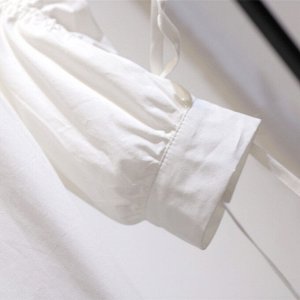 Женская рубашка со сборками на рукавах, цвет белый