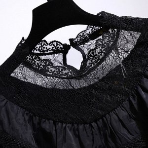 Женская блузка с кружевным воротником, цвет черный