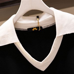 Женская футболка поло, принт буква "G", цвет черный