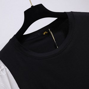 Женская футболка с кружевными вставками, цвет черный