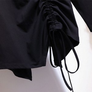 Кофта женская, утепленная, с драпировкой сбоку и асимметричной спиной, цвет черный