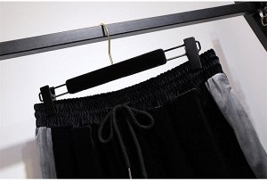 Женский спортивный костюм (кофта на замке + брюки), с контрастной полосой, цвет черный