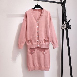 Костюм женский (кардиган + юбка), цвет розовый