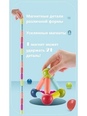 Магнитный конструктор Magnetic Bar Blocks (84шт) - Шарики и палочки на магнитах для детей