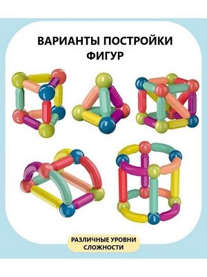 Магнитный конструктор Magnetic Bar Blocks (84шт) - Шарики и палочки на магнитах для детей