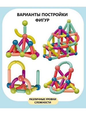 Магнитный конструктор Magnetic Bar Blocks (64шт) - Шарики и палочки на магнитах для детей