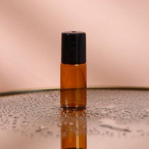 Флакон стеклянный для парфюма, со стеклянным роликом, 4 мл, цвет коричневый/чёрный