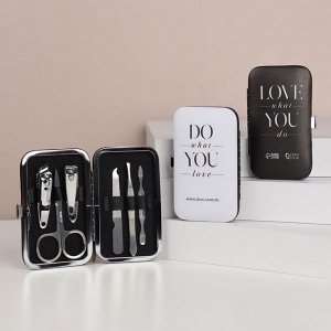 Набор маникюрный «DO WHAT YOU LOVE», 6 предметов, PVC-коробка, цвет чёрный/белый