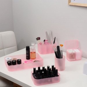 Набор органайзеров для хранения маникюрных/косметических принадлежностей, 5 предметов, цвет розовый
