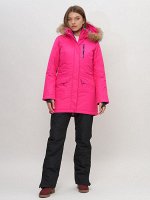 MTFORCE Парка женская с капюшоном и мехом зимняя розового цвета 551963R