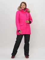 MTFORCE Парка женская с капюшоном и мехом зимняя розового цвета 551963R