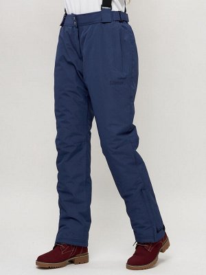 Полукомбинезон брюки горнолыжные женские big size темно-синего цвета 66413TS