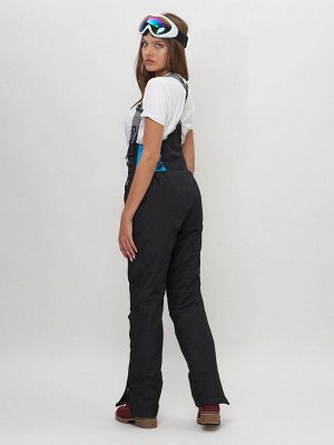 Полукомбинезон брюки горнолыжные женские черного цвета 66789Ch