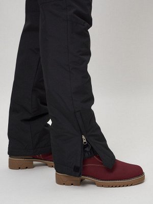 Полукомбинезон брюки горнолыжные женские черного цвета 66789Ch