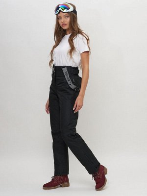 Полукомбинезон брюки горнолыжные женские черного цвета 66215Ch