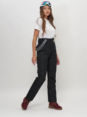 Полукомбинезон брюки горнолыжные женские черного цвета 66215Ch