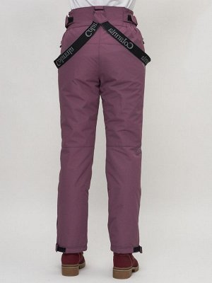 Полукомбинезон брюки горнолыжные женские темно-фиолетового цвета 66215TF