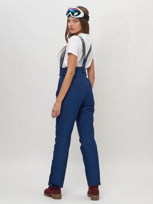 Полукомбинезон брюки горнолыжные женские темно-синего цвета 66215TS