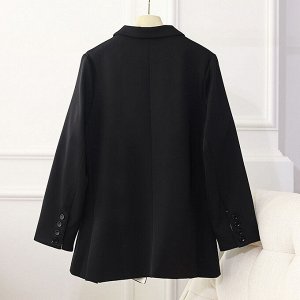 Пиджак женский, с контрастной отделкой, цвет черный/белый
