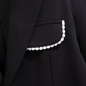Пиджак женский,  цвет черный, с белой окантовкой на карманах