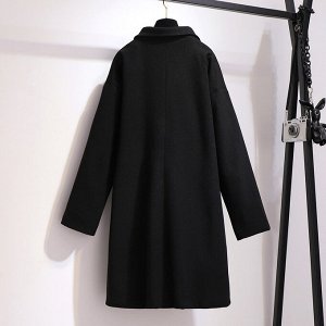 Пальто женское, с надписями, цвет черный
