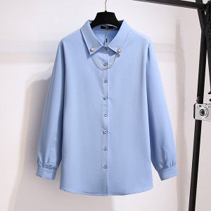 Женская рубашка с декоративными уголками, цвет синий