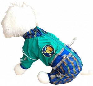 Комбинезон-дождевик Dog полоска изумрудный мальчик ДС 33см Pet Fashion АКЦИЯ!