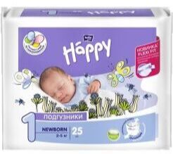 Подгузники для новорожденных деток от 2-до 5 кг 25 штук в упаковке Happy