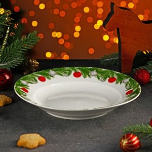 Тарелка суповая Magistro «Новый Год. Домик в лесу», 450 мл,  20,7?3,5 см