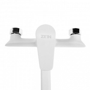 Смеситель для ванны ZEIN, картридж 35 мм, с душевым набором, цинк, белый/хром