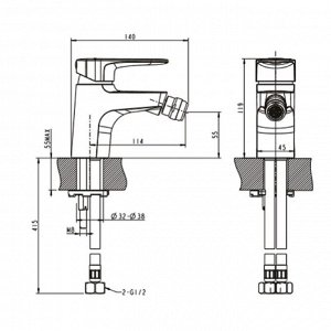 Смеситель для биде BRAVAT Eler F3239218CP-1-RUS, однорычажный, хром