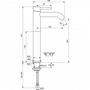 Смеситель для раковины Ideal Standard CERALINE BC269AA, однорычажный, излив 150 мм, хром