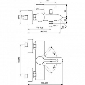 Смеситель для ванны Ideal Standard CERALINE BC199AA, однорычажный, хром