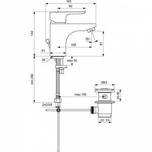 Смеситель для раковины Ideal Standard CERAPLAN B0704AA, однорычажный, излив 109 мм, хром