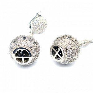 Серьги с фианитами 2,5*22мм золотистые, 3,5г