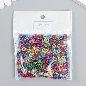 Декор для творчества пластик "Цветочек-горошек" цветные набор 20 гр 0,2х0,6х0,6 см