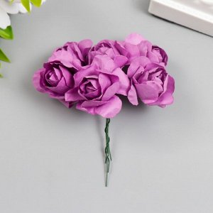 Цветы для декорирования "Чайные розы" 1 букет=6 цветов 9,5 см фиолетовый