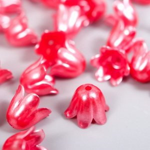 Декор для творчества пластик "Цветок ландыша жемчужный" набор 40 шт красный 1х0,9х0,9 см