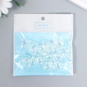 Декор для творчества пластик "Четырёхлистный цветок" набор 20 шт прозрачный перл. 1,6х1,4 см   91045