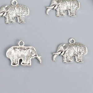 Декор для творчества металл "Упитанный слон" серебро набор 5 шт 2,1х2,8х0,4 см