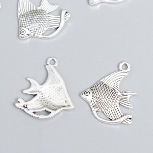 Декор для творчества металл "Рыба клоун" серебро набор 12 шт 2,5х3 см