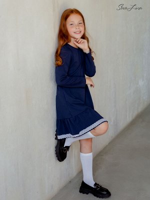 Платье Алиса дл/р школьное синее