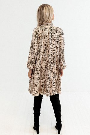 Леопардовое платье-блузка с объемным рукавом