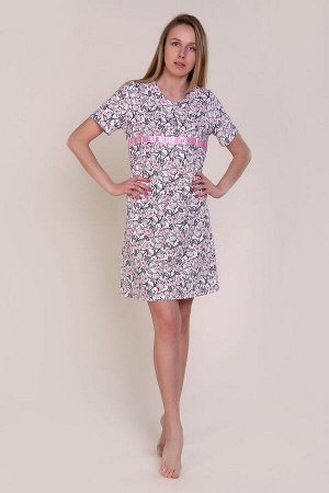 Сорочка с атласной лентой - Банти - 179 - розовый