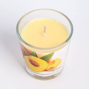 Свеча ароматическая в стакане "Персик", 6,5х6,5 см, 10 ч, 165 г, желтая