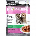 ProBalance Корм консервированный 1&#039;st Diet для котят с кроликом в желе, пауч, 85 г 1/25