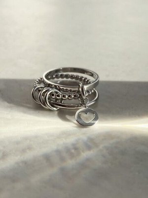 Серебряное тройное кольцо "bubble"